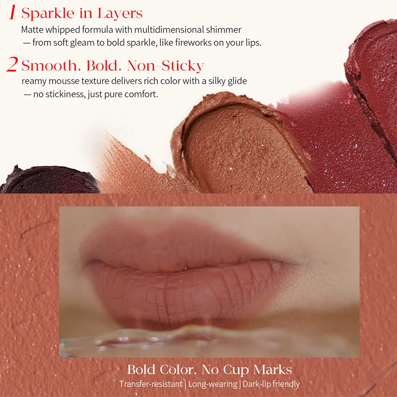 Girlcult Goth Lip Cream Matte Soft Mist Duochrome High Colors Dark Lip Mud Nude Lip Base Non-stick Cup Fine Flash Lip Makeup view 3