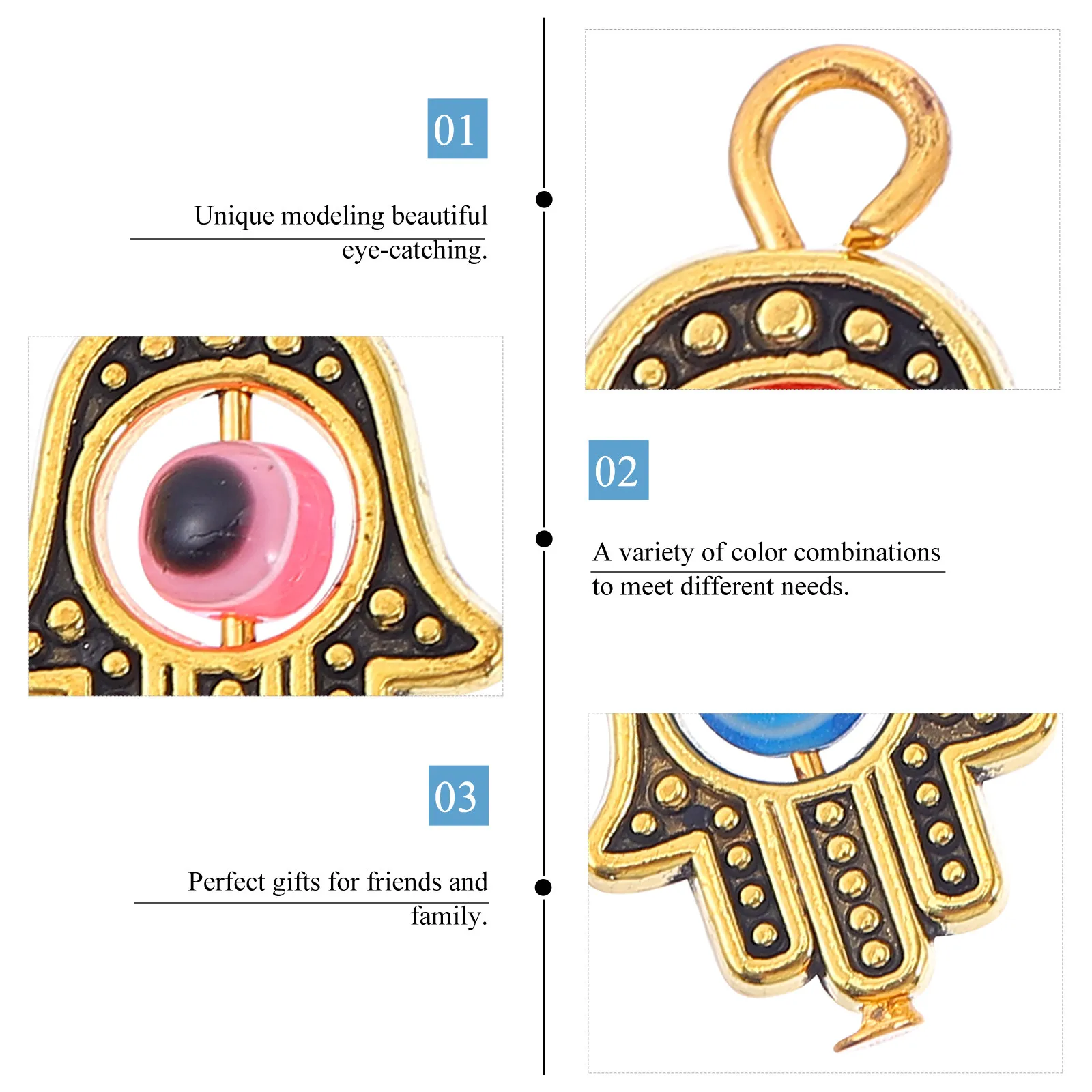 25Pcs Evil Eye Charms Zinc Alloy Eye Charms DIY Jewelry Supplies Compact Easy Store Unique Palm Shape Pendant for Crafting