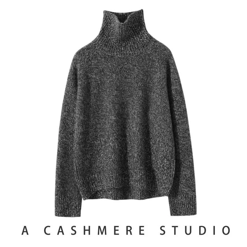 Hot Sale 2023 Autumn Winter 100% Cashmere Sweater Women\'s Turtleneck Soft Warm Pullover Female Loose Large Size Knitted Jumper