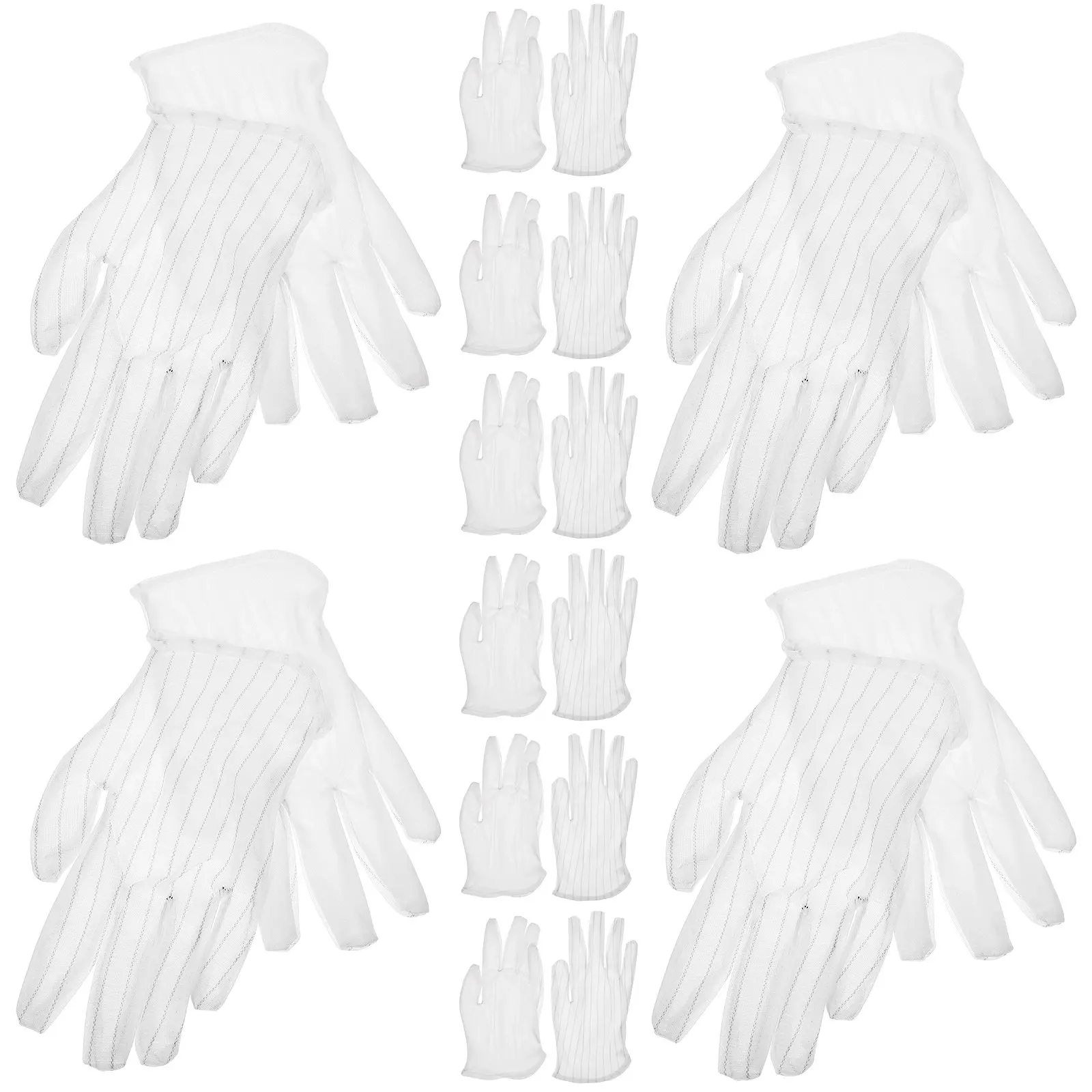 10Pairs Anti-Static Dust-Free Cloth Gloves Breathable Comfortable Work Protective Gloves for Jewelry Stores Watches Lenses
