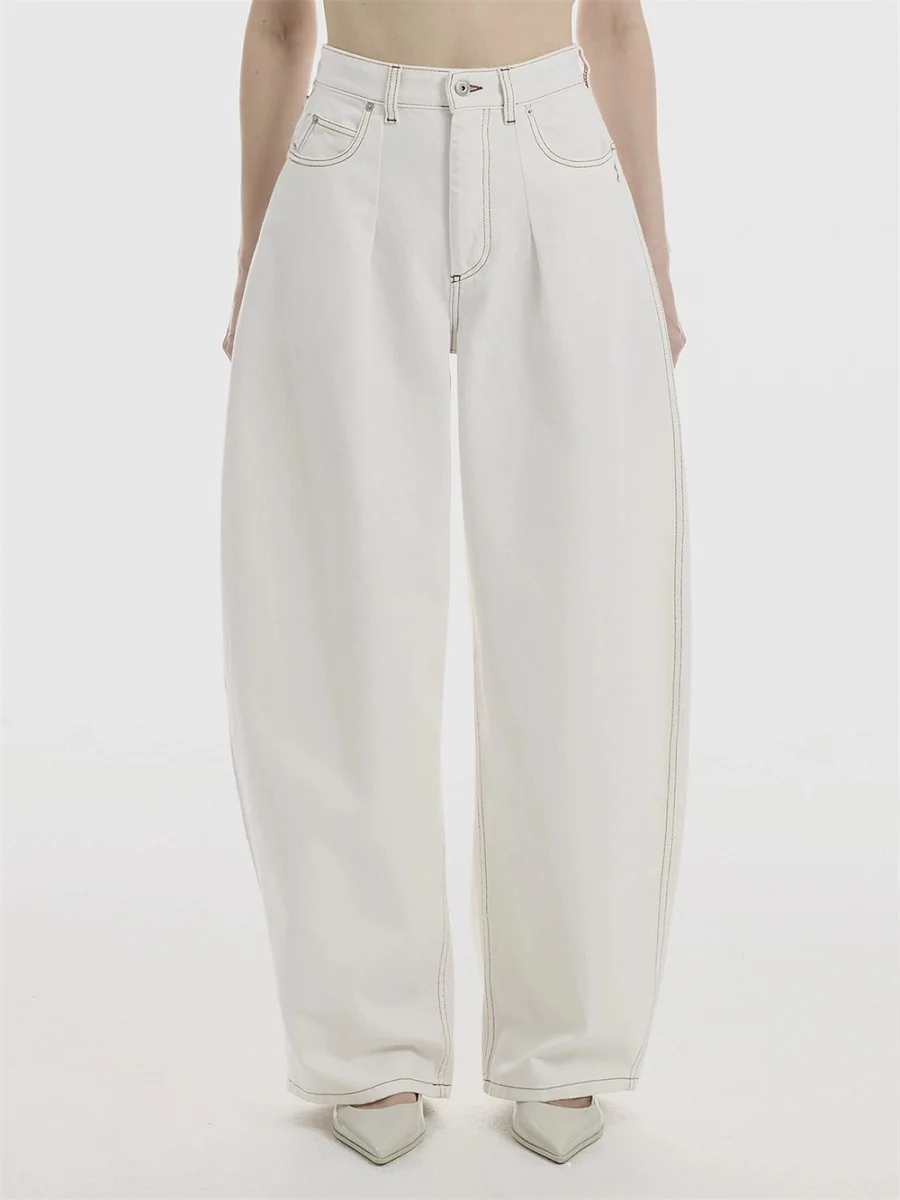 

2026 summer women's curved knife pants made of pure cotton, loose and casual, high waisted women's pants, y2k New fashion versat