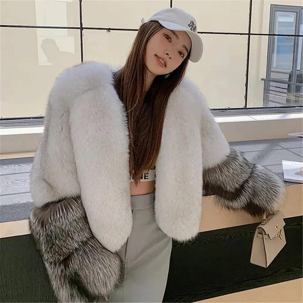 TrendShort Fox Coat For Women, Haining Fur, One Slim Body, Warm, Environmental Protection, Winter, New, 2024