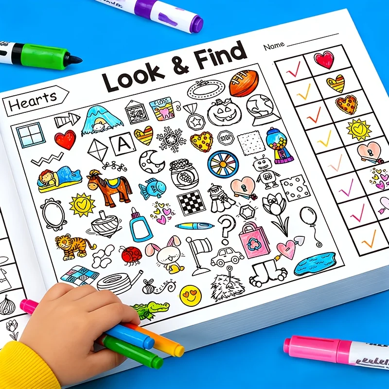 Children's Find-And-Color Books, Fun Object-Themed Pages with Visual Clues, Color the Correct Items, Improve Concentration and Observation Skills