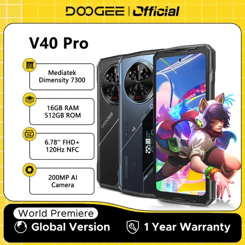 【Marque +】 Première mondiale DOOGEE V40 Pro 5G Téléphone robuste 6,78" 16 Go + 512 Go Dimensité 7300 Caméra AI 200 MP 8680 mAh Android 14