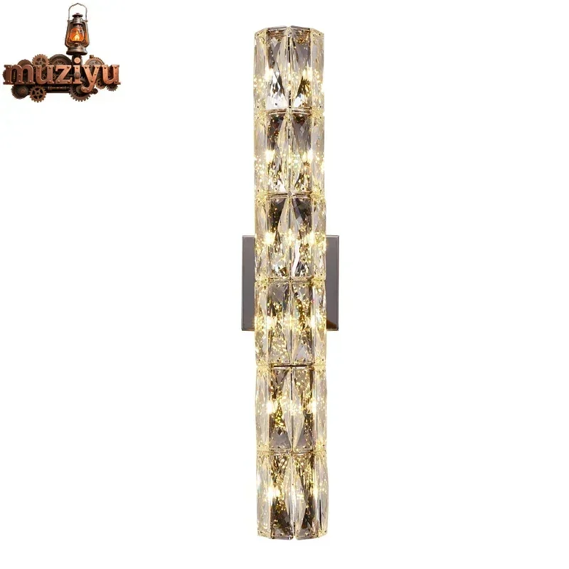

Muziyu Modern Simple Light Luxury Crystal Wall Lamp Stainless Steel New TV Bedside Entrance Aisle Pendant