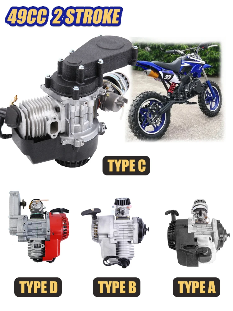 AliExpress 49CC 2-Stroke Pull Start Engine Motor Fits Mini Dirtbike Motorbike Scooter ATV Buggy 4 Wheel Quad Pit Pocket Bike Cross Bicycle
