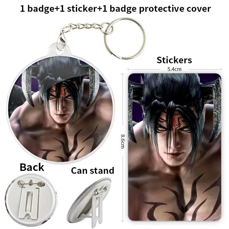 Kazama Jin Game Anime Character Soft Button Badge Brooch anchor Peripherals Pin Tinplate Trinket Accessories Customize Jewelry