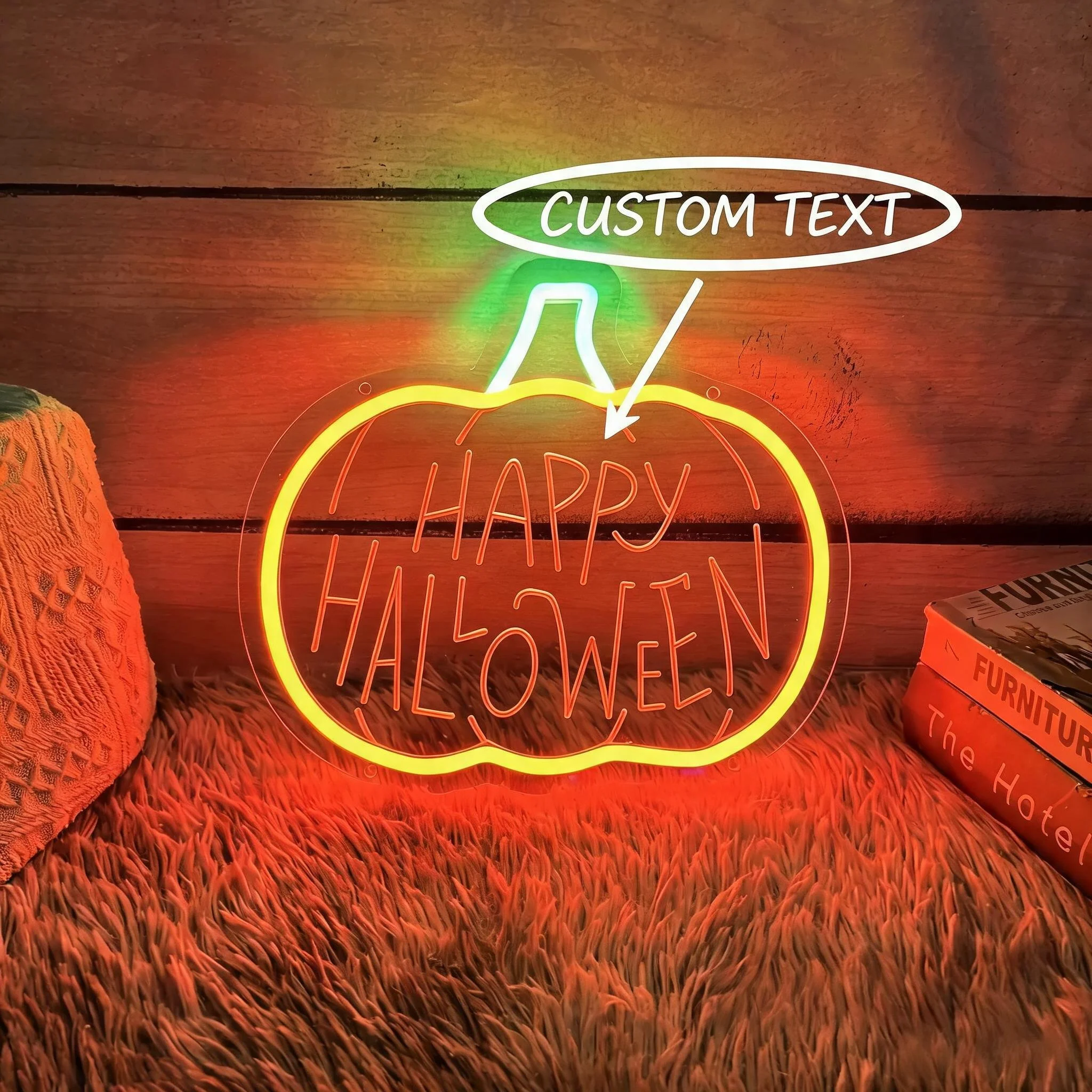 Home Gym Neon Sign - Lampu Neon Halloween Kustom Bentuk Labu