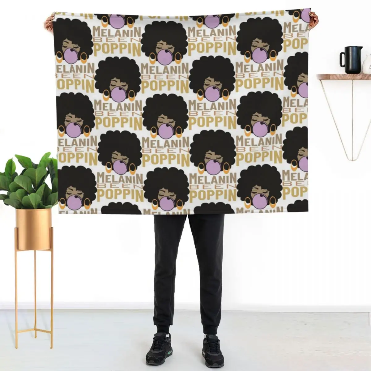 Melanin Been Poppin, Melanin Afro Woman Shades Drippin Melanin Shirt, Poppin, Black Girl Magic Throw Blanket Hairy Blankets
