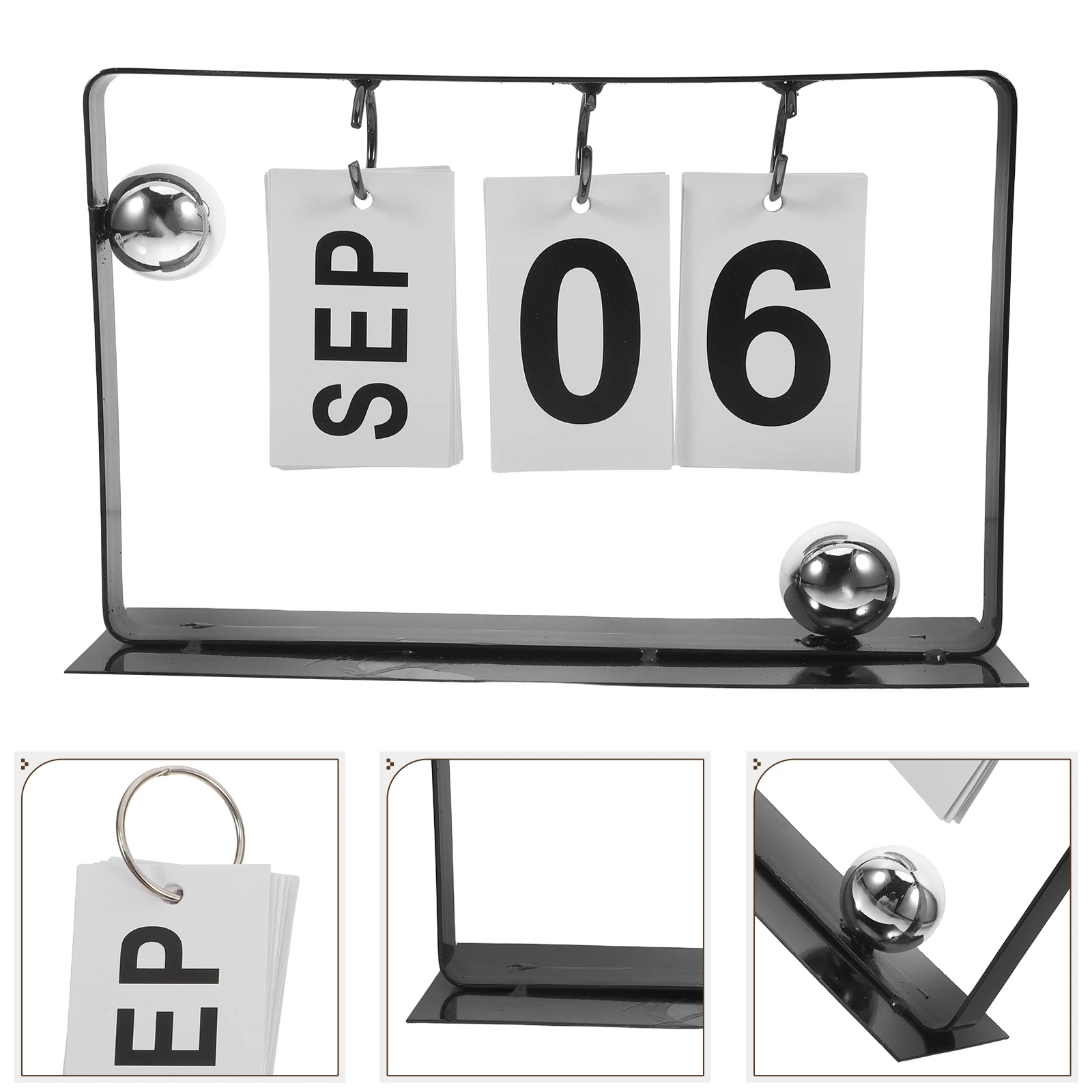 

Desktop Calendar Standing Flip Daily for Ring Listing Schedule Paper with Metal Rings Office