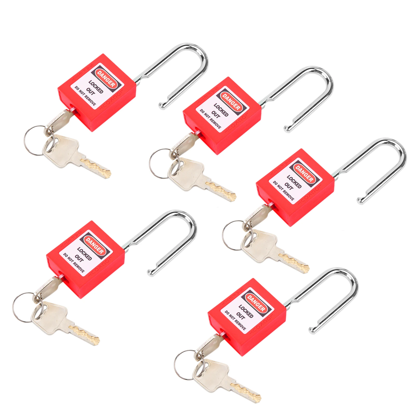 

ZK20 5 Sets 38mm Lockout Lock Insulation LOTO Nylon PA Steel for Nuclear Energy Logistics TransportRed