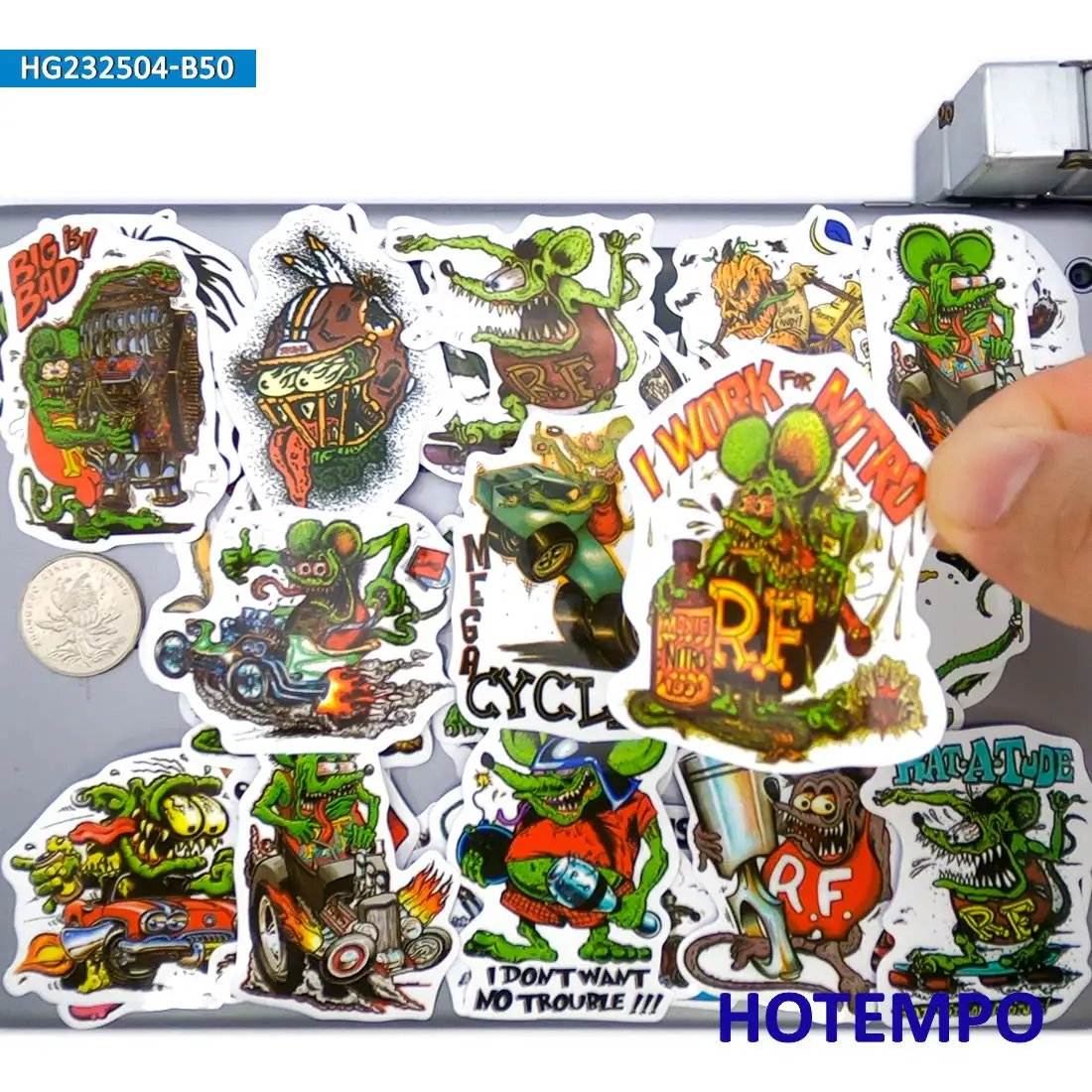 20/30/50 pièces, Drôles d’autocollants de rat Fink, Punk Green Mouse, Décalcomanies comiques, Convient pour Moto Bike Car Baggage Scrapbook Laptop Skateboard Guitar Helmet, Autocollant de téléphone