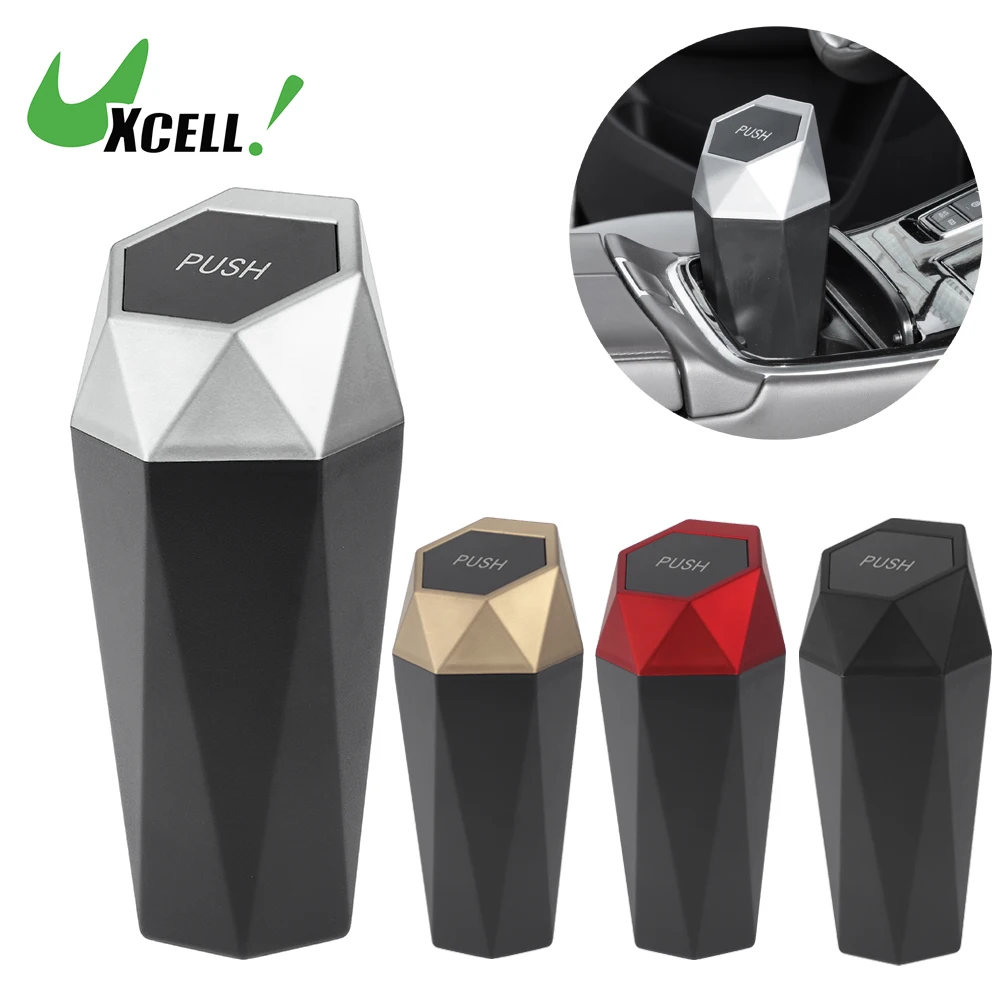 

UXCELL Car Trash Can Portable Pressing Round Trash Bin Door Seat Back Garbage Dust Case Storage Box Car Interior Supplies