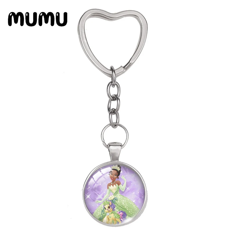 2024 New Tiana Heart portachiavi The Princess and Frog portachiavi Glass Dome Cabochon gioielli regali per bambini