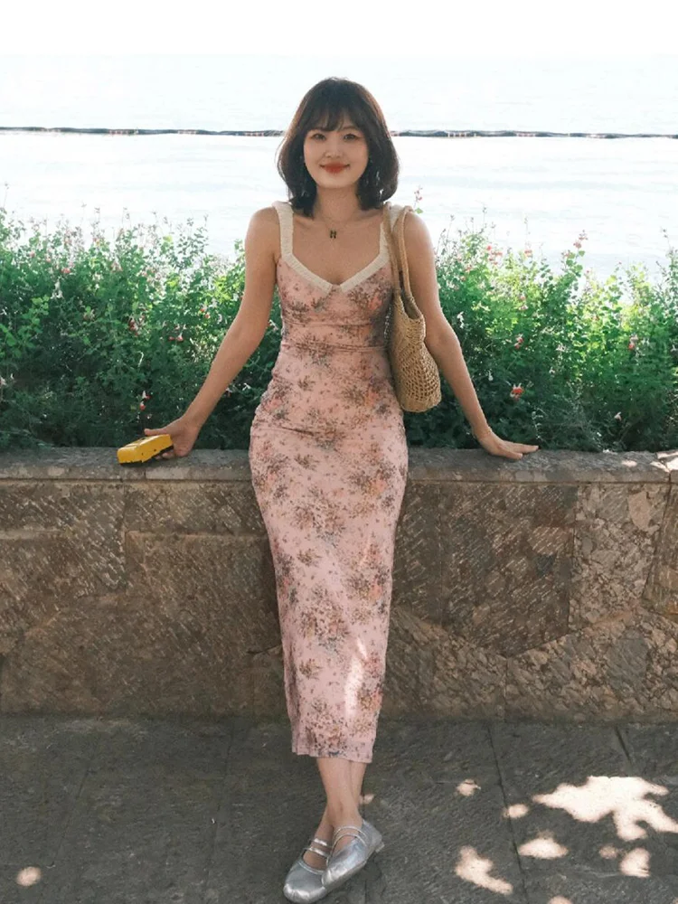 Bloemen V-Ne ter Dr Vrouwen Zomer Me Nieuwe Zachte Sle Midi Strakke Bodycon Rok A-lijn Rok No-Slee vakantie Sle