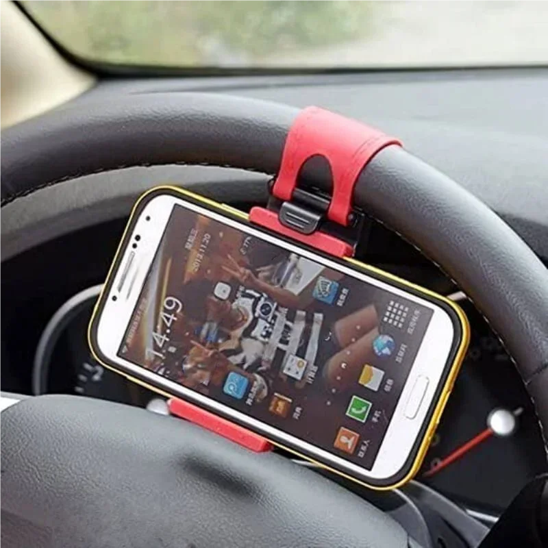 Steering Wheel Phone Holder Fixed Buckle Socket Holder Suspended Telescopic Car Gps Navigator Steering Wheel Cell Phone Holder