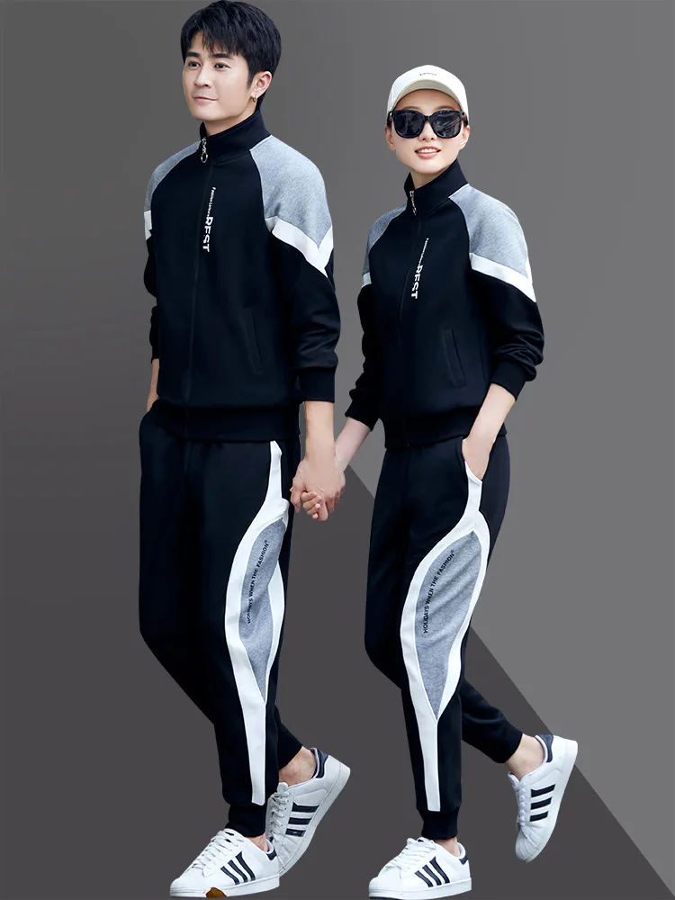 

Cotton Autumn Women Unisex Tracksuit Korean Sport Suit Outfit Loose Jacket+Pant Running Jogger Fitness Gym Leisure Workout Set