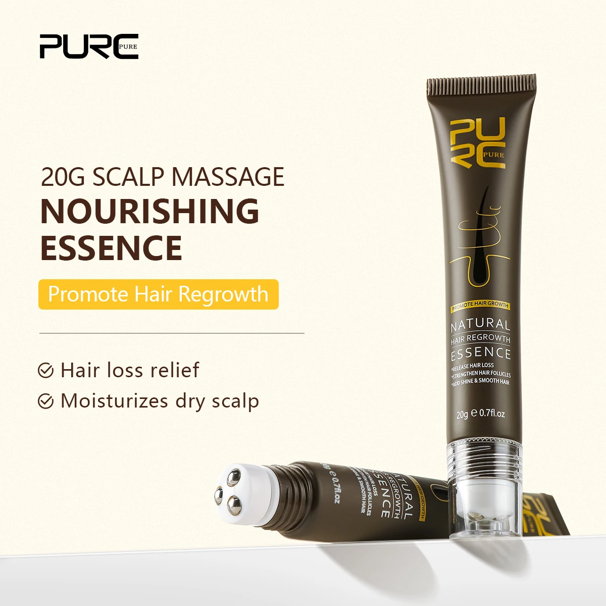 PURC Hair Growth Oil Ginger Anti Hair Loss Thicken Hair Root Repair Hairline Fast Hair Regrowth Product for Men Women