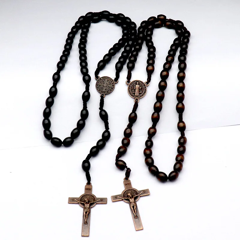 Faith & Gospel Cross Rosary Beads Necklace for Women Men Christian Virgin Mary INRI Pendant Chain Fashion Religion Jewelry
