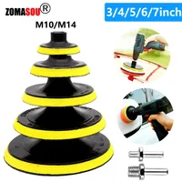 1-3Set 3-7inch Backing Pad M10 M14 Sanding Holder Disc Hook and Loop Polishing Backer Plate Drill Rod for Polisher Grinding Tool