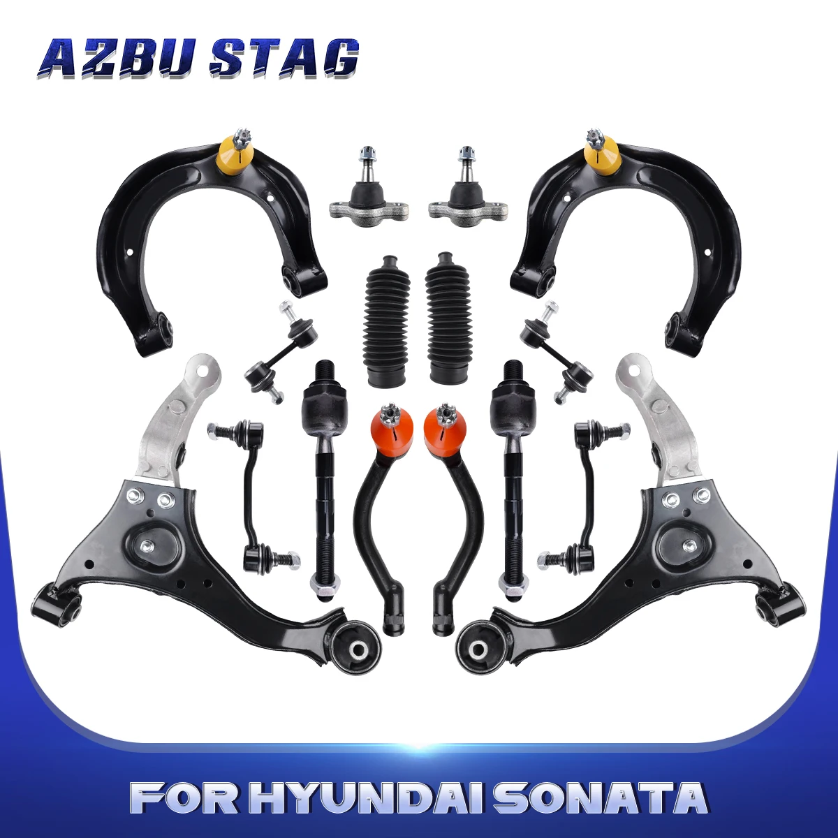 AzbuStag 16Pcs Front Upper Lower Left Right Control Arm Sway Bar Link Suspension for HYUNDAI SONATA 2006 2007 2008 568203K000