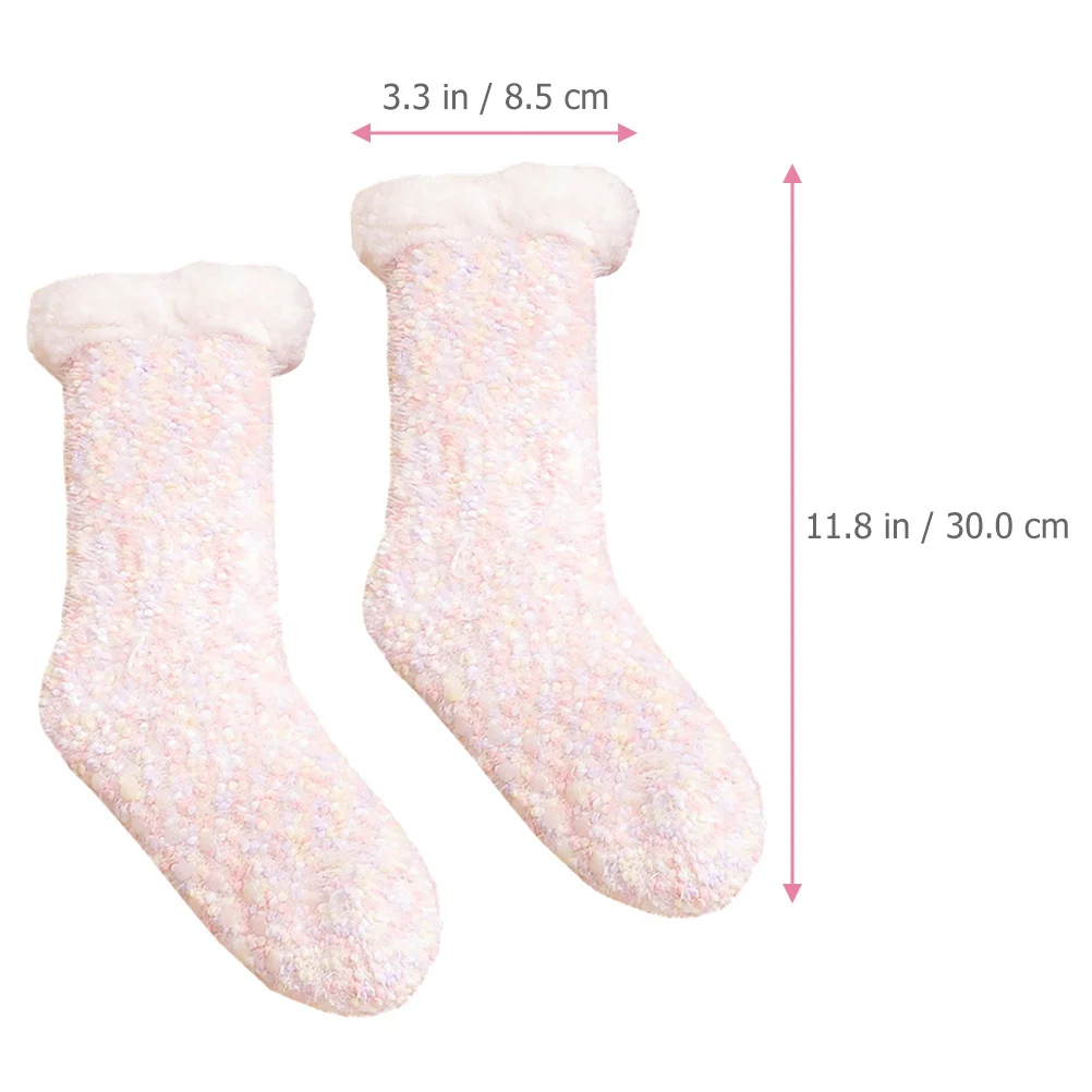 

1 Pair Warm For Women Winter Thermal Slipper Socks Cozy Bed Socks Non-Slip Warmth Gift Thicken Soft Polyester Comfortable