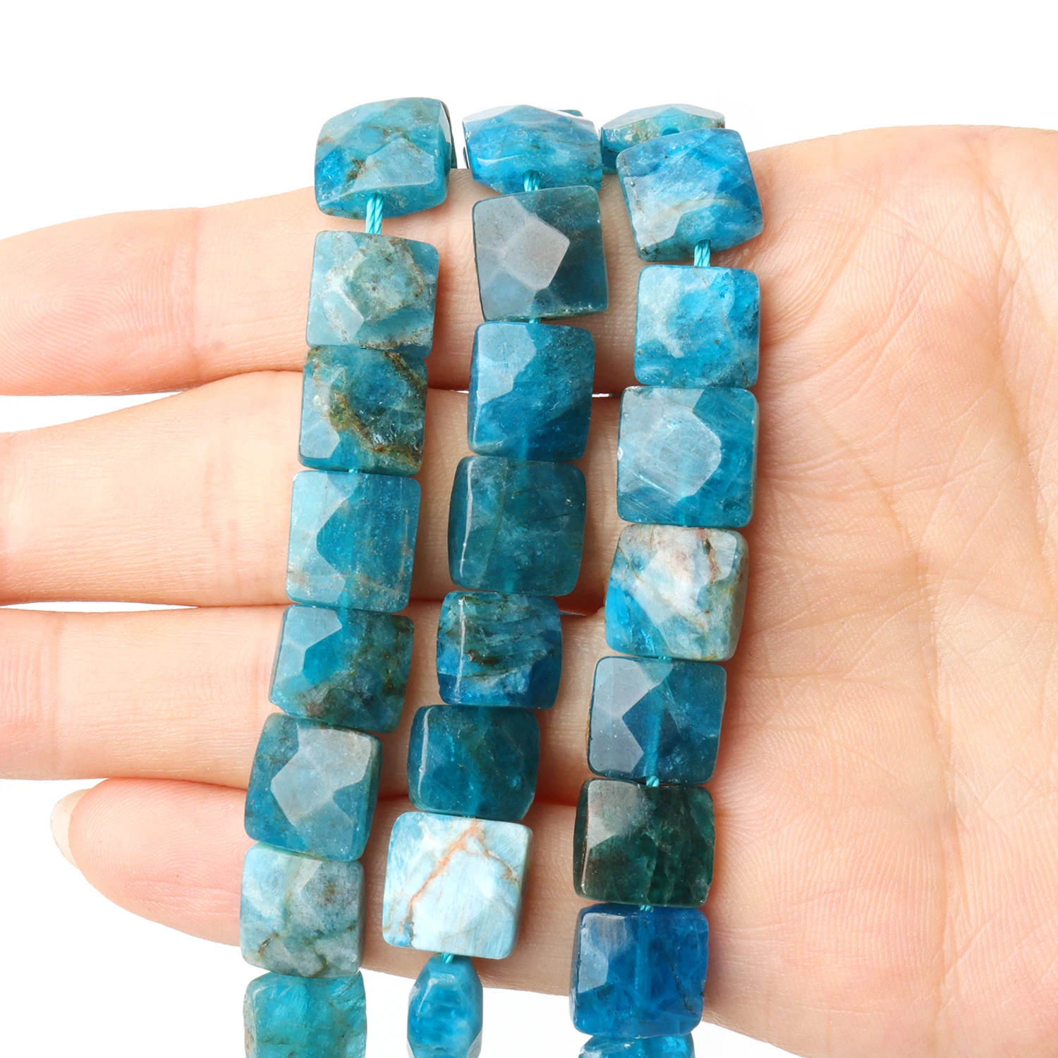 10x5mm AAA Square Apatite Natural Stone Bead Faceted Blue Cube Loose Beads for Jewelry Making DIY Charms Bracelets Accessories