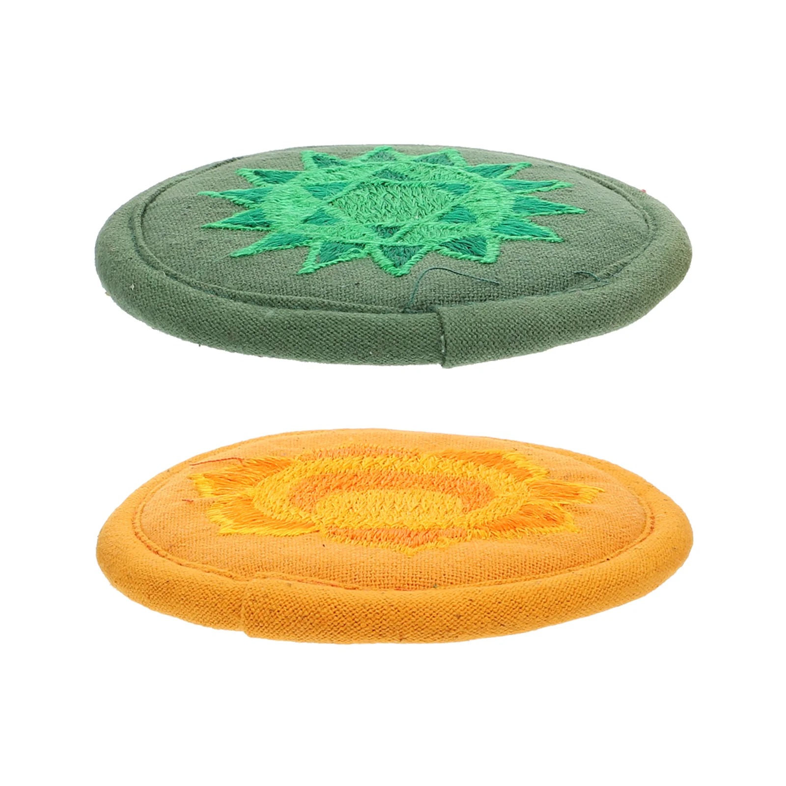 2 Pcs Singing Bowl Cushion Embroidery Sound Ritual Implement Rounded Religious Prop Buddha Pad Mat Bar