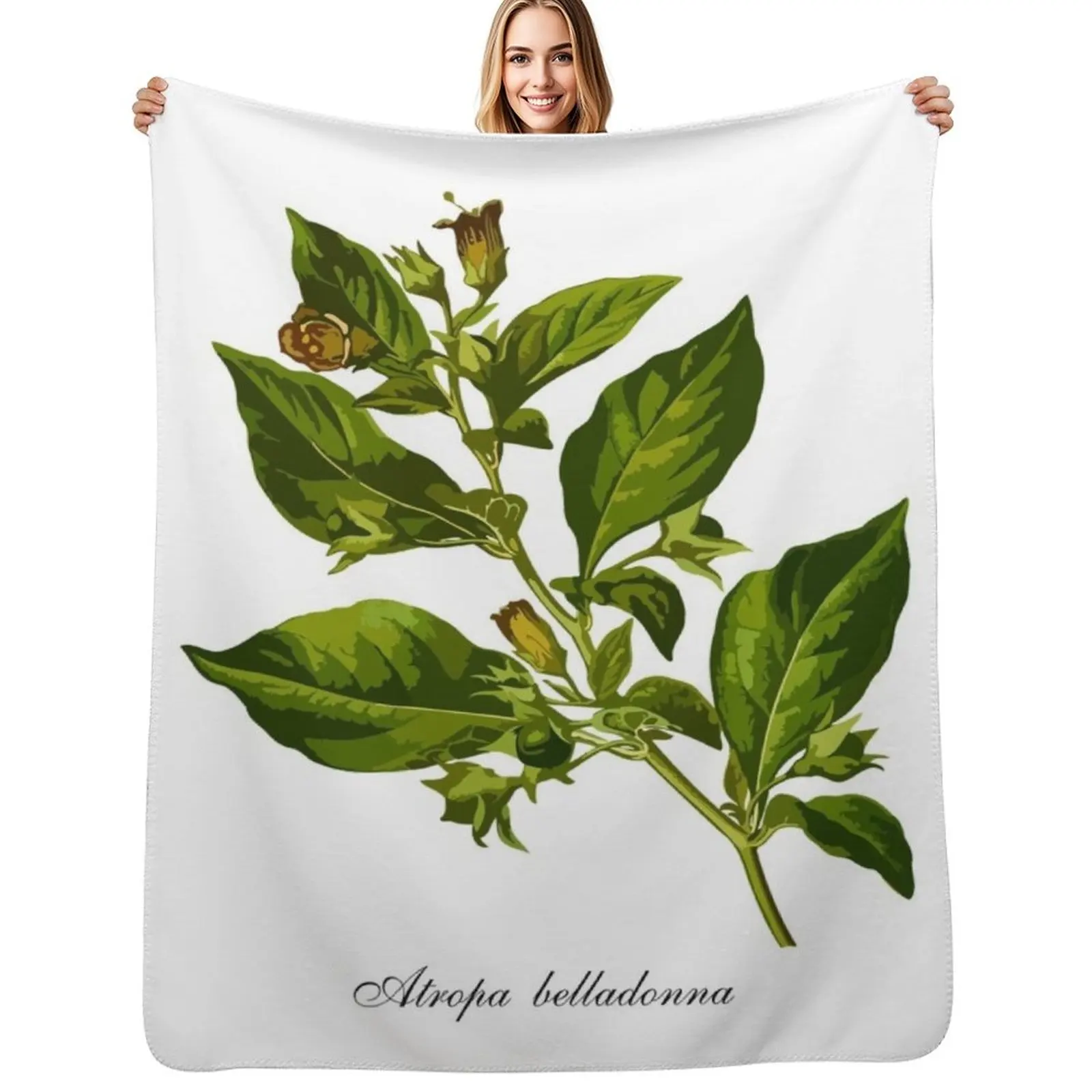 Cobertor masculino macio e quente para sofá, cor preta Deadly Nightshade (Atropa belladonna)
