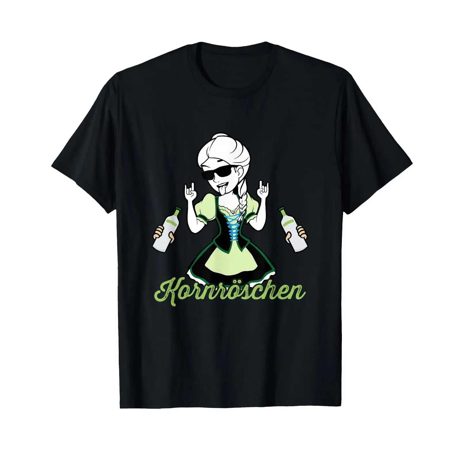 Funny T Shirt quot Kornröschen Dirndl Schnapps Korn Party black vintage Washed Versatile Stretched Top For Everyday Wear
