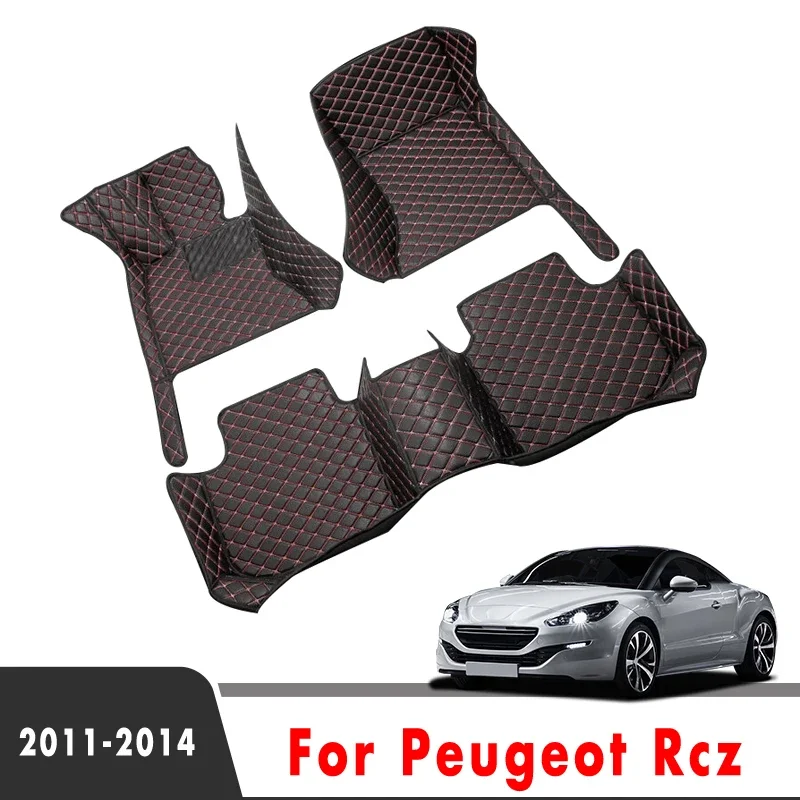 

Ковры для Peugeot Rcz 2014 2013 2012 2011, автомобильные коврики из искусственной кожи, водонепроницаемые аксессуары для интерьера на заказ, подушечки для ног