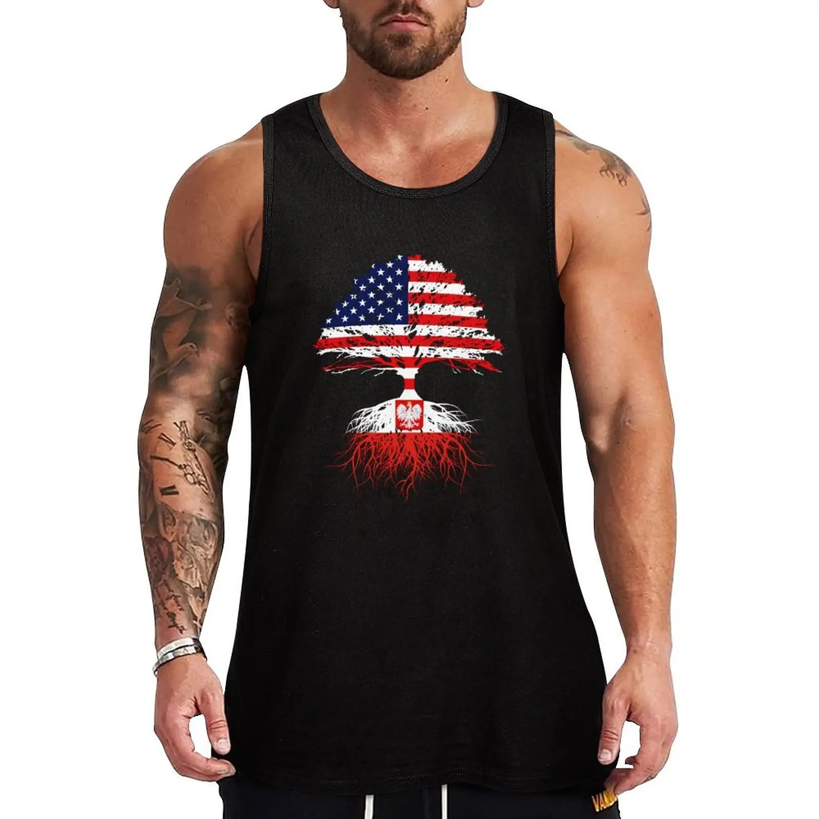 Polish Roots, Polish American, Poland Grown, Poland USA Flag, Poland Design Art Gift For Men Women Youth Family Tank Top
