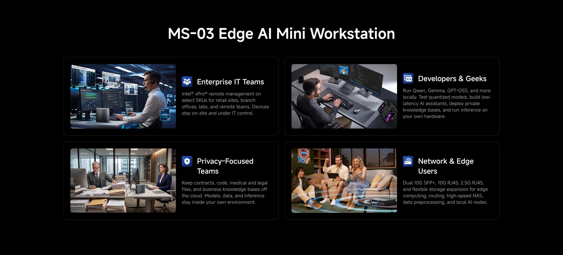 MINISFORUM MS-03 AI Workstation Intel Ultra 9 385H 7 356H 2x10G SFP 10G/2.5G 2xLAN 3xNVMe Windows 11 Gaming Mini PC NAS Homelab