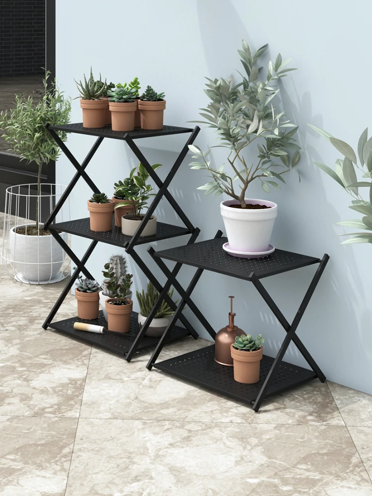 Magazine Book Newspaper Rack Outdoor Flower Rack Folding Shelf Potted Storage Rack Balcony Outdoor Plant  Simple Living Room