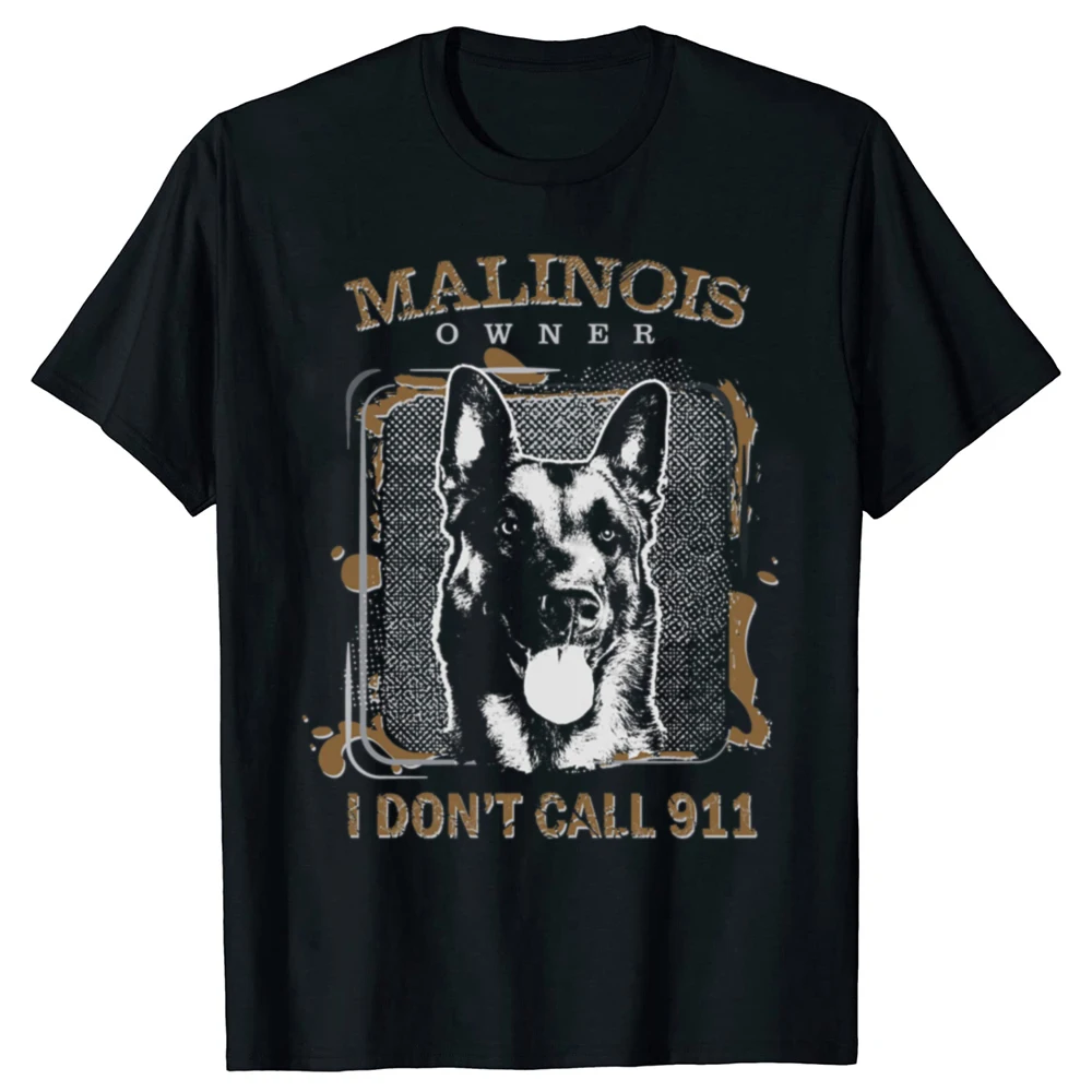 Vintage Belgian Shepherd Malinois Men Pre-Shrunk Cotton Mechelaar T-Shirt Sleeved Dog Lover Harajuku Shirt Clothing Camisas