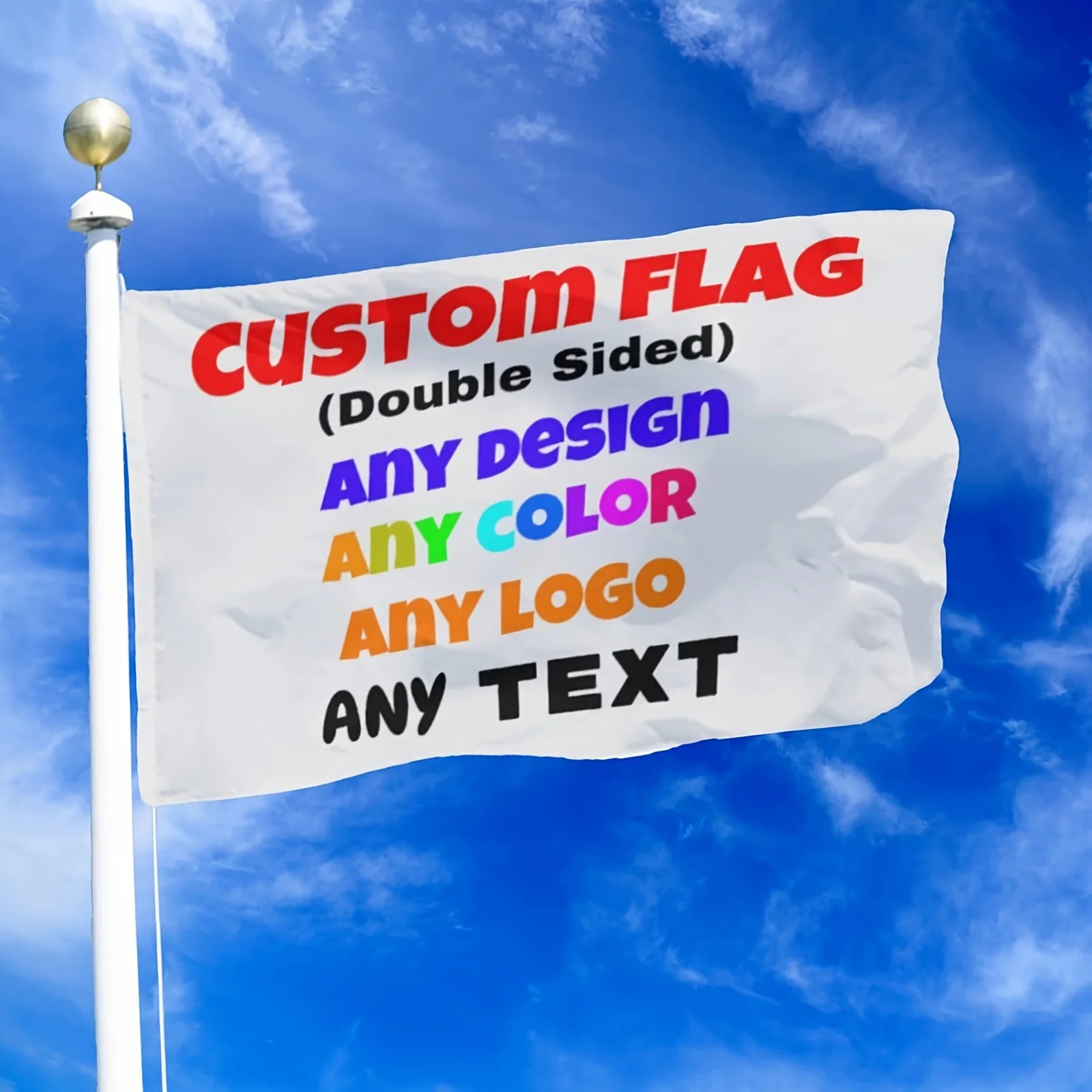 1pc Custom Outdoor Flag Banner - Create Your Own Text/Logo/Image, Resistant To Fading & Water, Easy To Install, No Flag Pole.