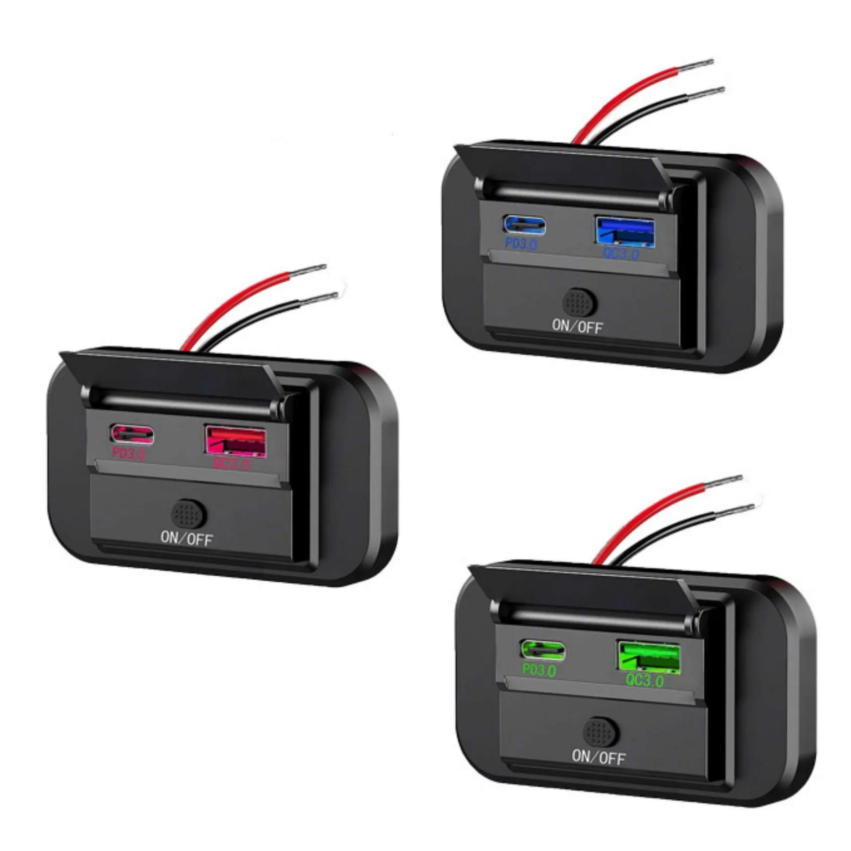 PD QC3.0 مقبس شاحن السيارة شحن سريع 12 فولت/24 فولت للدراجات النارية السيارات شاحنة ATV RV حافلة المزدوج USB محول الطاقة المخرج مع تشغيل/إيقاف