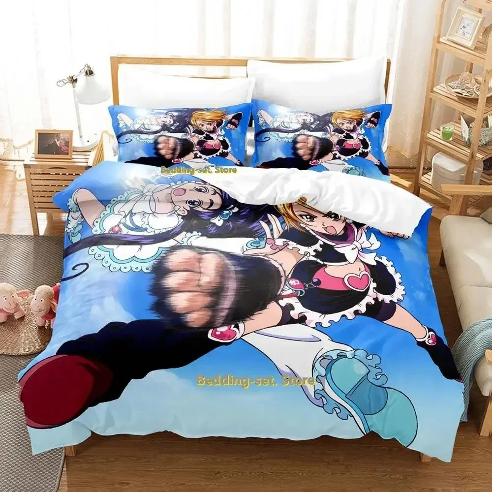 

New Pretty Cure Anime parure de lit Bed Printed Bed Set Duvet Cover Pillowcase Bedding Set Bed Linen Sheet Quilt Cover Full Size