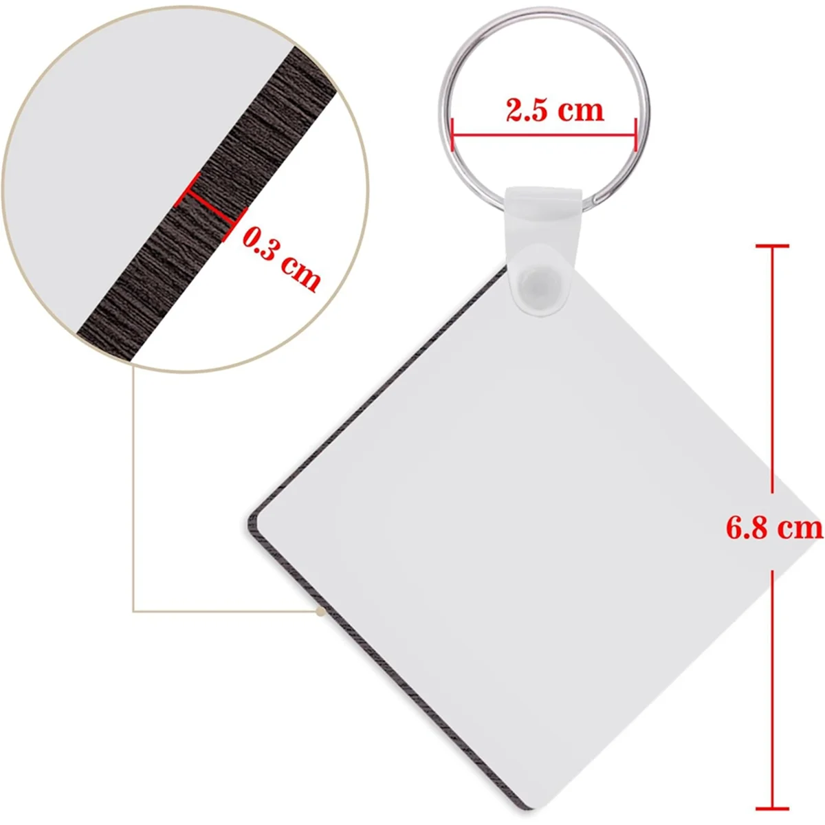 B59A 120 Pcs Square Sublimation Keyring Blanks Set with Double Side Heat Transfer Keychain for DIY Keychain and Craft