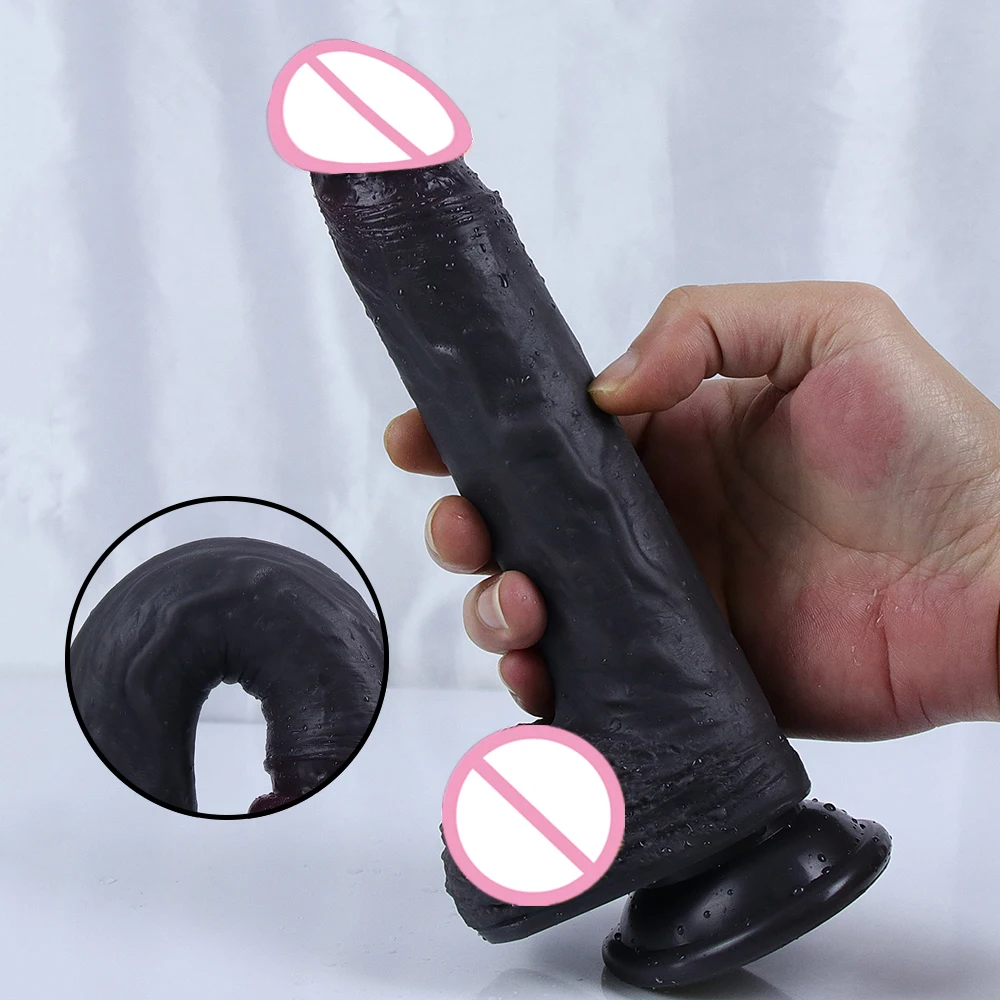 Realistic Dildo Black Silicone Dick Soft Artificial Penis For Woman Man Masturbator Erotic Cock G Spot Stimulator Anal Plug Tool