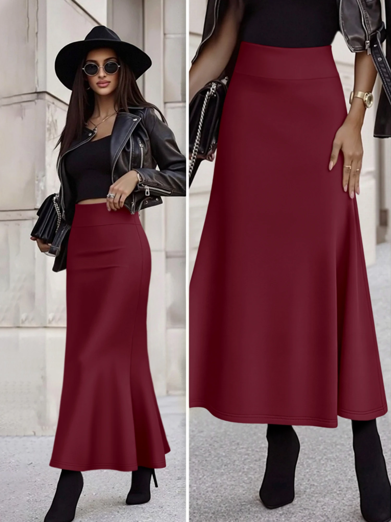 

Элегантная юбка миди с высокой талией, расклешенный силуэт, эластичный пояс, удобная посадка, идеально подходит для вечеринок, коктейлей и торжественных ужинов.