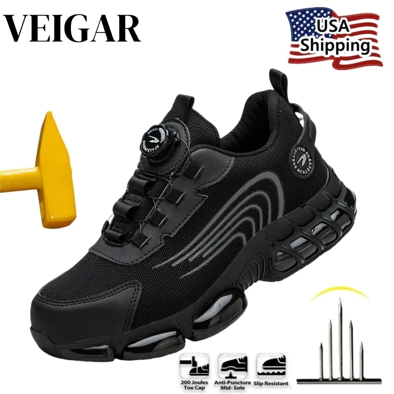 

Защитная обувь с вращающейся кнопкой для мужчин, легкие, удобные, неразрушимые, Hombre, противопрокольные, небьющиеся рабочие кроссовки