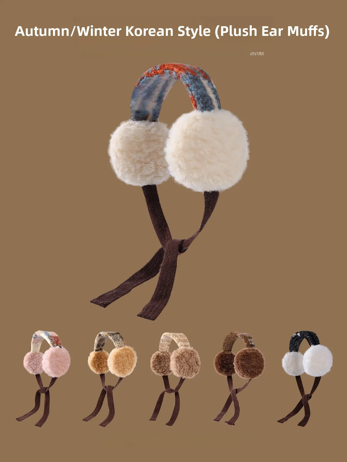Retro Korean Style Lamb Velvet Ear Muffs Women's Winter Cycling Warm Ear Protection Anti-Freeze Plush Ear Covers