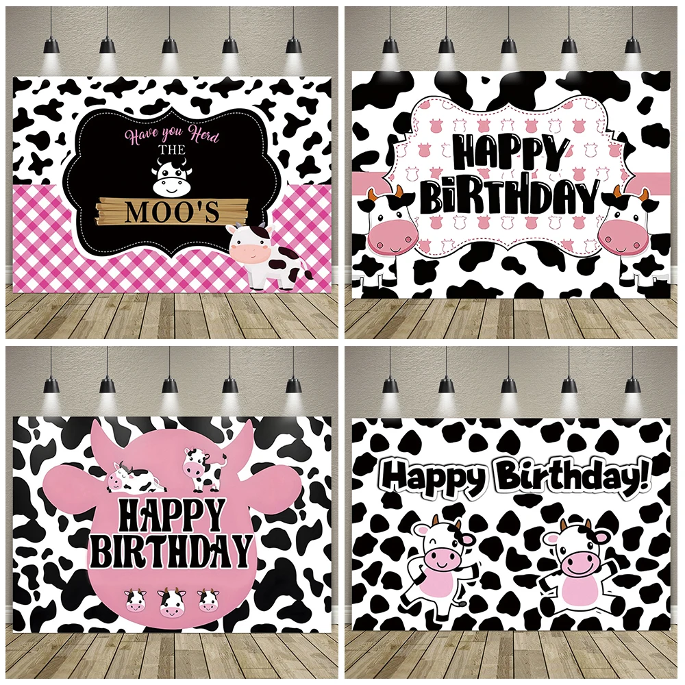 

Cartoon Cow Backdrop Banner Farm Cow Theme Background for Kid Birthday Party Decor Baby Shower Photo Background Shoot Props