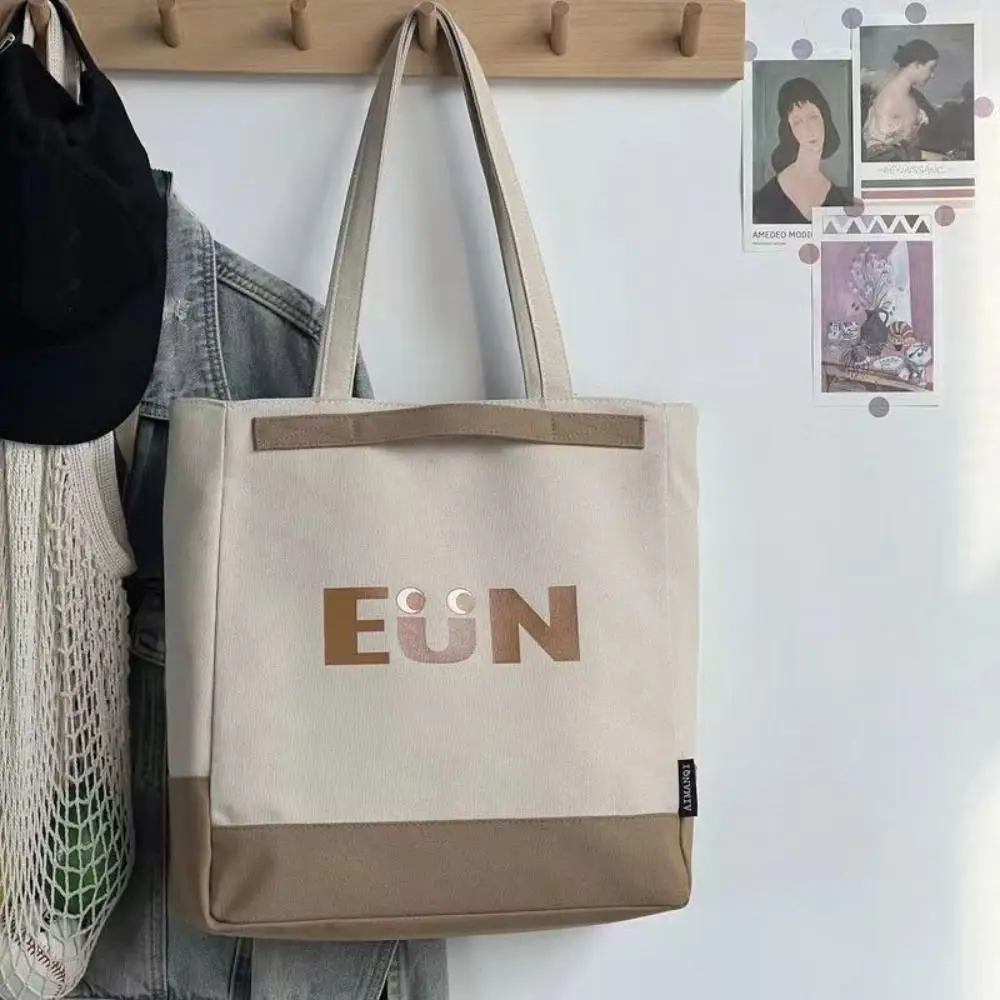 

Reusable Grocery Tote Large-capacity Canvas Tote Bag Versatile Cross-body School Bag Korean Version Casual Shoulder Bag School