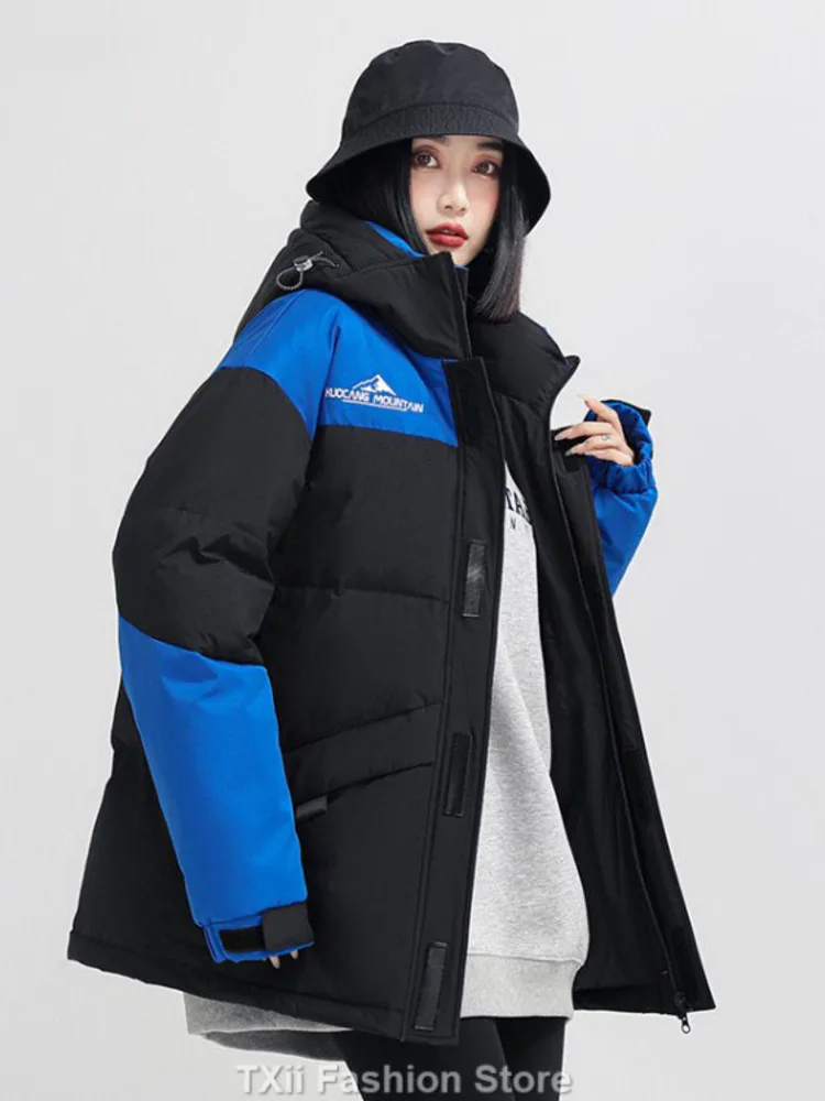 TXii Fashion 2023 Down jacket Women short white duck down hooded sportswear jacket thickened in winter to overcome loose lovers