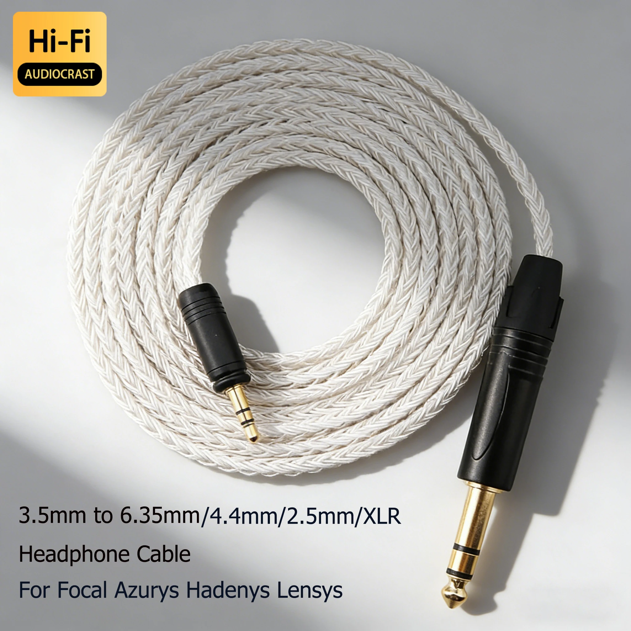 16 Core 7N OCC Braided Upgrade Earphone Cable For Focal Azurys Hadenys Lensys Open-back Headphones
