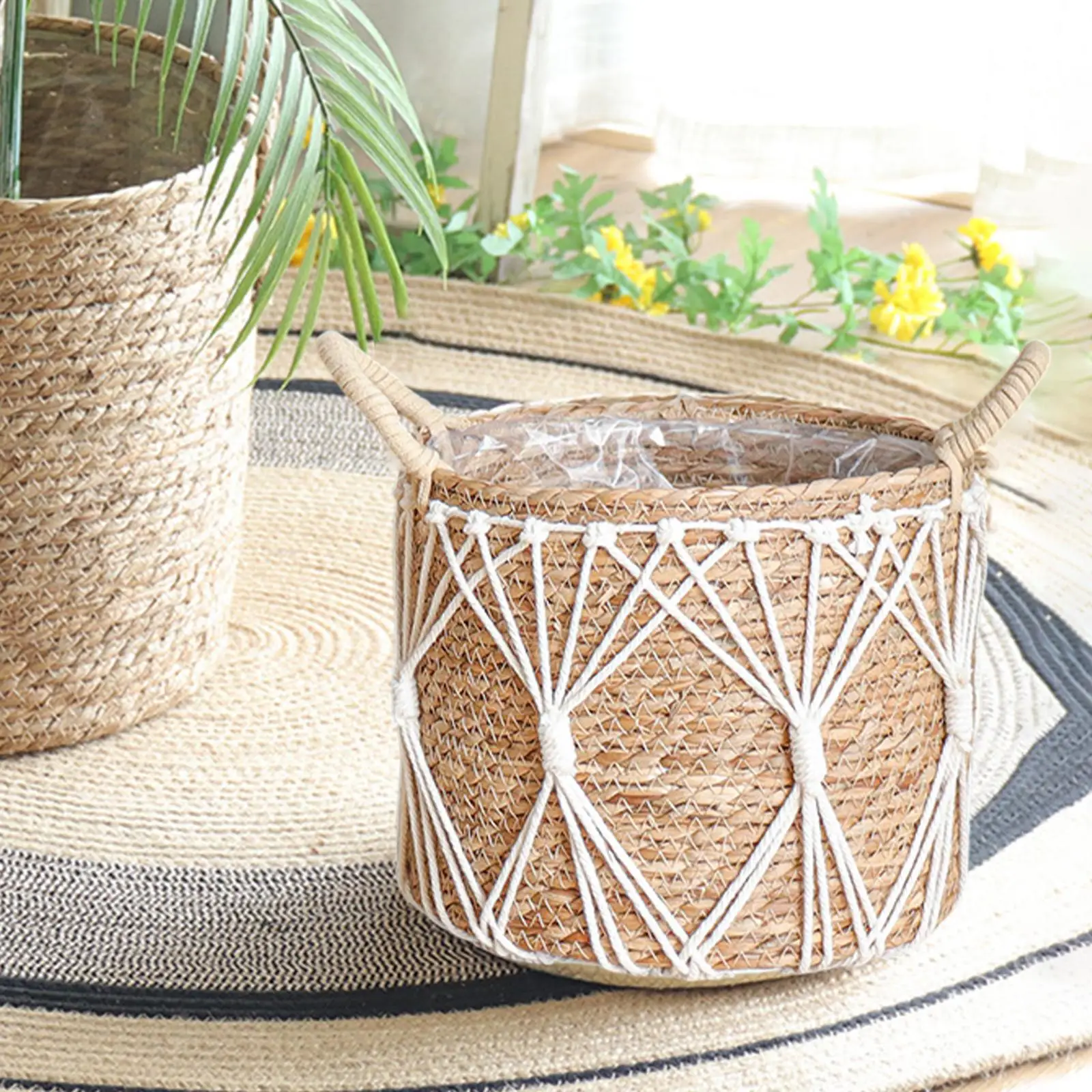 Weaven Flower Plant Pot Wicker Basket Rattan Flowerpot Storage Basket Garden Flowerpot Handmade Weaving Planter Basket