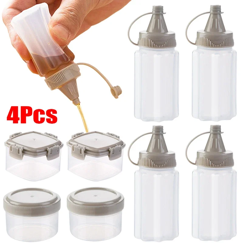 Mini botella exprimidora para salsa, caja de plástico para condimentos, mermelada, aderezo para ensalada, contenedor portátil para Picnic, barbacoa, tarro de especias, cocina, 2/4 Uds.