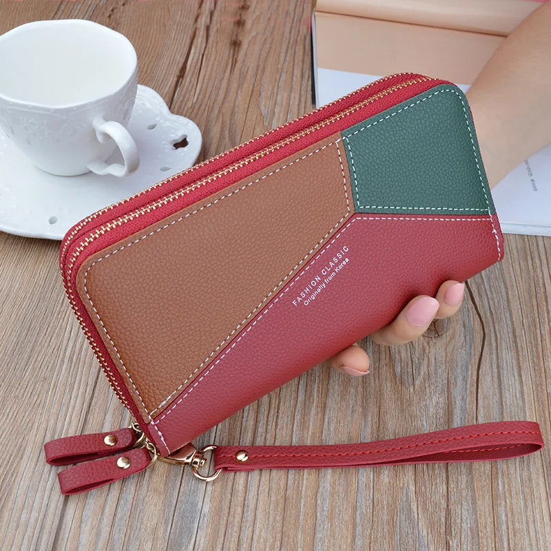 Large Capacity Women Double Zipper Clutch Mobile Phone Purse Double Layer Long Lady Wallet Coin Purse Credit Card Holder Handbag
